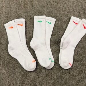Nike Men's White Crew Socks with Colorful Accents